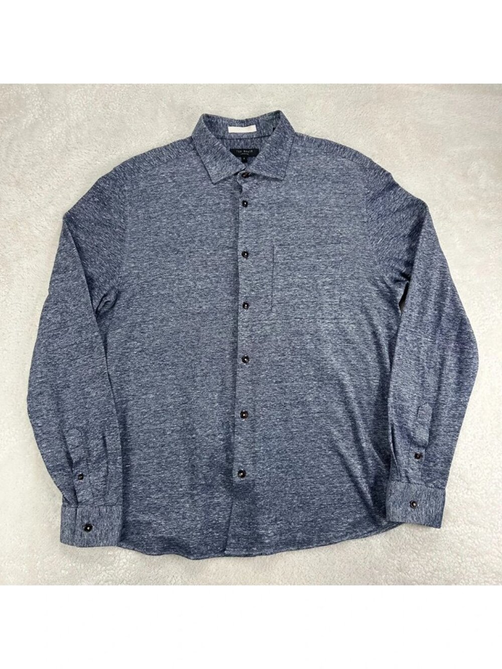Ted‎ Baker London Button-Up Shirt Womens 4 Blue Textured Long Sleeve Classic